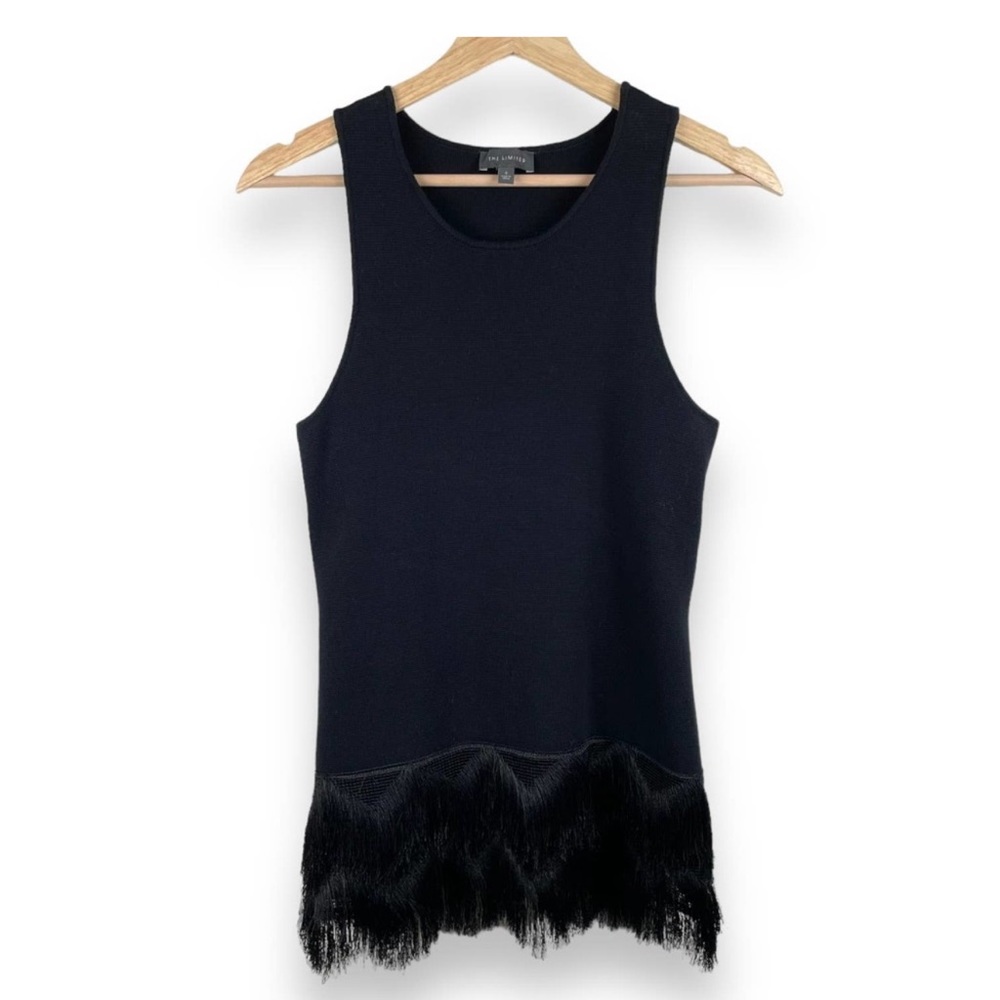The Limited Black Sleeveless Fringe Sweater Top